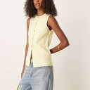 エイソス ASOS asos ASOS DESIGNのニットクルーネック構造ウエストコート(ゴールドボタン付き、バターミルク) トップス レディース 女性 イン...
