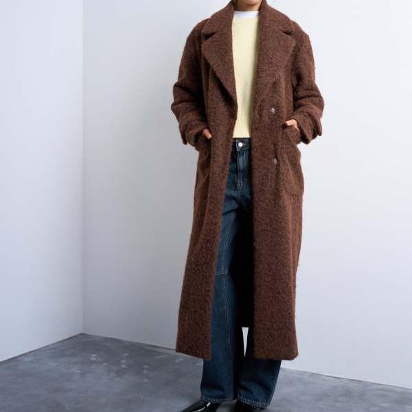 トップショップ Topshop TOPSHOP トップショップの裏地なしソフト起毛チャックオンロングラインコート（ブラウン） アウター レディース 女性 インポートブランド 小さいサイズから大きいサイズまで(4)