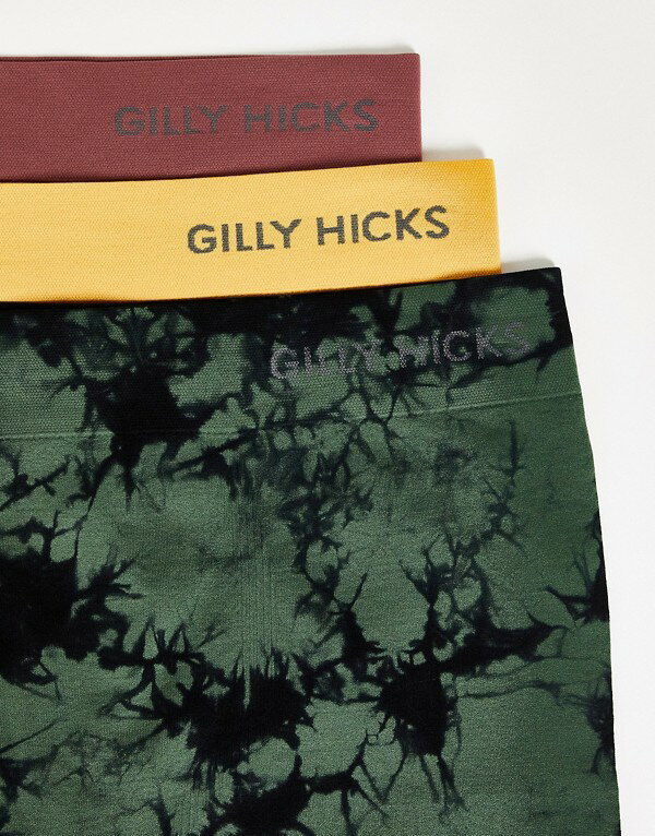 ギリーヒックス Gilly Hicks ギリーヒックス3パックロゴウエストバンドシームレストランクス（ローズピンク/オークイエロー/グリーンアシッドウォッシュ） アンダーウェア 下着 メンズ 男性 インポートブランド