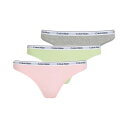カルバンクライン Calvin Klein カルバン・クライン モダンロゴ 3枚組Tバック(グリーン/ピンク/グレー) 下着 レディース 女性 インポートブラン...