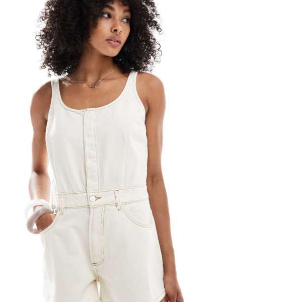 エイソス ASOS asos ASOS DESIGN デニム Aライン プレイスーツ（エクリュ） オールインワン レディース 女性 インポートブランド 小さいサイズから大きいサイズまで