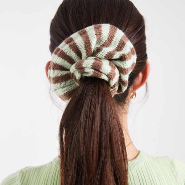 エイソス ASOS asos ASOS DESIGN ニットストライプシュシュ(グリーンマルチ) アクセサリー レディース 女性 インポートブランド