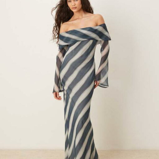エイソス ASOS asos ASOS DESIGNのブルーストライププリントのフォールドオーバーバルドーミディドレス ワンピース レディース 女性 インポートブランド 小さいサイズから大きいサイズまで エイソス ASOS asos ASOS DESIGNのブルーストライププリントのフォールドオーバーバルドーミディドレス ワンピース レディース 女性 インポートブランド 小さいサイズから大きいサイズまで