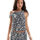 エイソス ASOS asos ASOS DESISN ソフトタッチ ワンショルダー コーデトップ(ゼブラ柄) トップス レディース 女性 インポートブランド 小さいサイズから大きいサイズまで