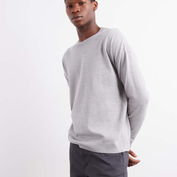 エイソス ASOS asos ASOS DESIGN リラックスした長袖ニットクルーネックTシャツ（グレーマール） トッ..