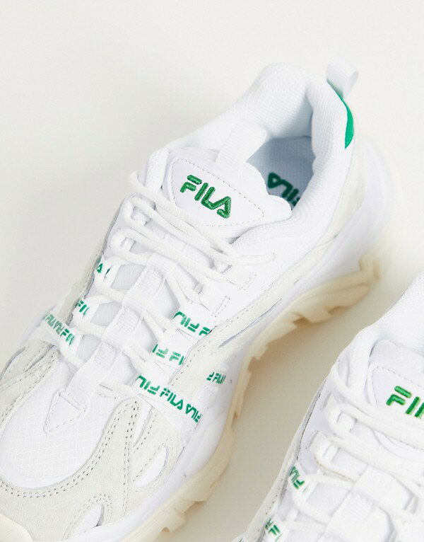 フィラ FILA Fila オフホワイトとグリーンのフィラインターレーショントレーナー 靴 レディース 女性 インポートブランド 小さいサイズから大きいサイズまで