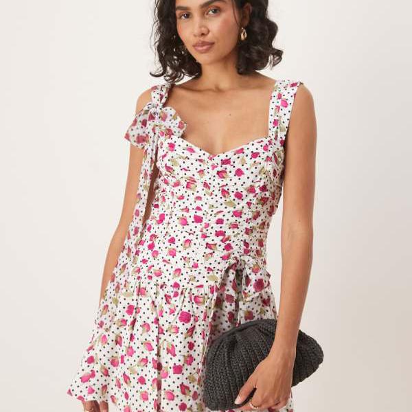 フォー・ラブ・アンド・レモンズ ベティ・バッド ルーシュミニドレス（ホワイト） ワンピース レディー..