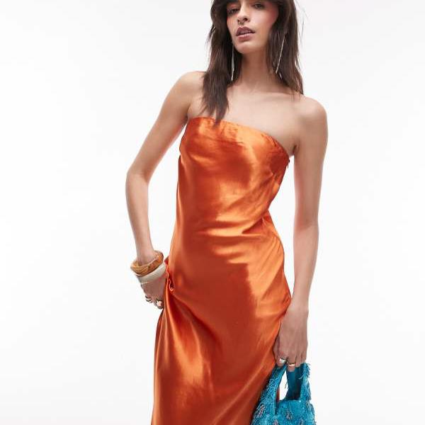 トップショップ Topshop TOPSHOP トップショップのサテンバンドゥスリップマキシドレス(ラスト) ワンピース レディース 女性 インポートブランド 小さいサイズから大きいサイズまで