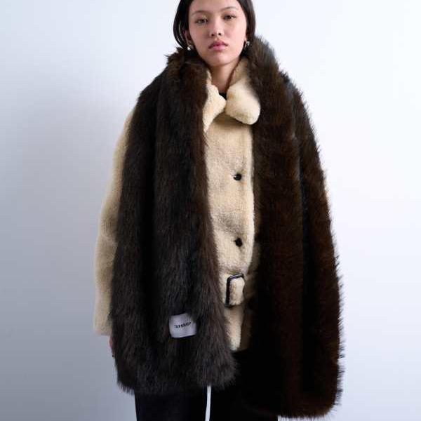 トップショップ Topshop TOPSHOP トップショップ ソフィー フェイクファー スカーフ チョコレート レデ..