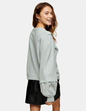 トップショップ Topshop TOPSHOP セージのトップショップコペンハーゲンレーススウェットシャツ トップス レディース 女性 インポートブランド 小さいサイズから大きいサイズまで