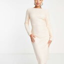 In The Style Tall限定のスパンコール付きロングスリーブミディドレス(シャンパンカラー) トップス レディース 女性 インポートブランド 小さいサ...