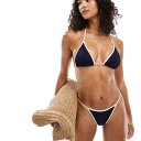 エイソス ASOS asos ASOS DESIGN コントラストバインディング リブ タンガ ビキニボトム(ネイビー) 水着 レディース 女性 インポートブランド 小さいサイズから大きいサイズまで