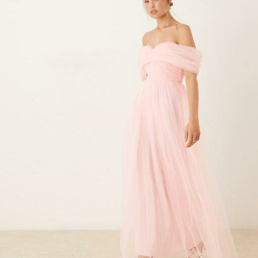 Lace & Beads レース&ビーズリボンオフショルダーチュールマキシドレス(ベビーピンク) ワンピース レディース 女性 インポートブランド 小さいサイズから大きいサイズまで Lace & Beads レース&ビーズリボンオフショルダーチュールマキシドレス(ベビーピンク) ワンピース レディース 女性 インポートブランド 小さいサイズから大きいサイズまで