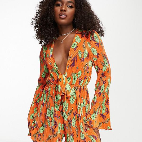 エイソス ASOS asos ASOS DESIGN プリセノット フロント プレイスーツ 花柄 オールインワン レディース 女性 インポートブランド 小さいサイズから大きいサイズまでのサムネイル