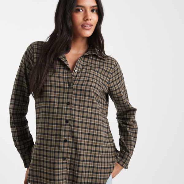 ニュールック New Look グリーン柄のニュールックチェック長袖シャツ トップス レディース 女性 インポートブランド 小さいサイズから大きいサイズまで