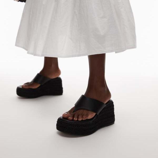 トップショップ Topshop TOPSHOP トップショップ ハイジ トゥ トング エスパドリーユ ウェッジ (ブラック) 靴 レディース 女性 インポートブランド 小さいサイズから大きいサイズまで