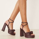 エイソス ASOS asos ASOS DESIGN ナッツシェル ノット プラットフォーム ブロックヒール サンダル(バーガンディ) 靴 レディース 女性 イ...