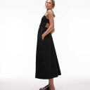 トップショップ Topshop TOPSHOP トップショップのシャーリングポプリンミディドレス(ブラック) ワンピース レディース 女性 インポートブランド 小さいサイズから大きいサイズまで(4)