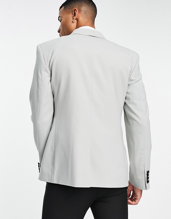 エイソス ASOS asos ASOS DESIGN セージグリーンのスリムタキシードブレザー アウター メンズ 男性 インポートブランド 小さいサイズから大きいサイズまで