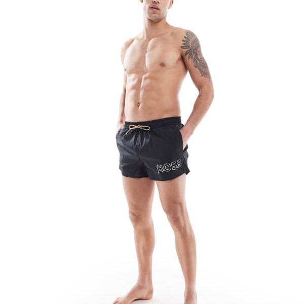 ボス ムーンアイ ロゴ スイムショーツ（ブラック） 水着 メンズ 男性 インポートブランド 小さいサイズから大きいサイズまで