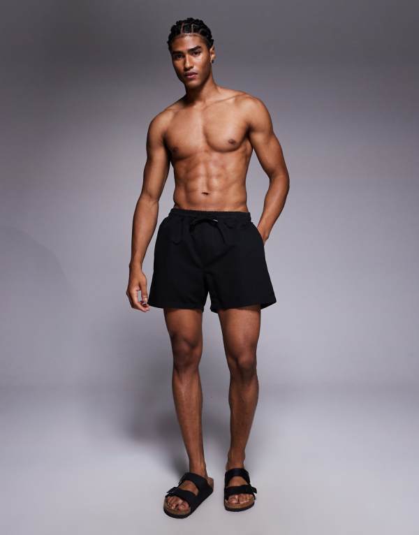エイソス ASOS asos ASOS DESIGN ショート丈スイムショーツ（ブラック） 水着 メンズ 男性 インポートブランド 小さいサイズから大きいサイズまで