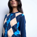 トップショップ Topshop TOPSHOP トップショップのネイビーのニット細アーガイルカーディガン トップス レディース 女性 インポートブランド 小さい...