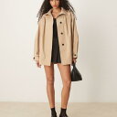エイソス ASOS asos ASOS DESIGN ギャザーショルダー ショートトレンチコート(ストーン) パンツ ボトム レディース 女性 インポートブラン...