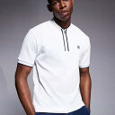リバーアイランド River Island RIVER ISLAND リバーアイランド スリムフィット ティップド ベースボール ポロシャツ(ホワイト) トップス メンズ 男性 インポートブランド 小さいサイズから大きいサイズまで