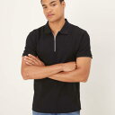 エイソス ASOS asos ASOS DESIGN スーパーヘビーウェイト ピケ クォータージップ ポロ(ブラック) トップス メンズ 男性 インポートブランド 小さいサイズから大きいサイズまで