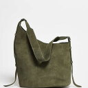 エイソス ASOS asos ASOS DESIGN スエード アシンメトリー トートバッグ(サイドバックル付き、オリーブ) 鞄 レディース 女性 インポートブランド