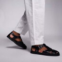 エイソス ASOS asos ASOS DESIGNのブラックレザー製クローズドフィッシャーマンサンダル 靴 メンズ 男性 インポートブランド 小さいサイズから大きいサイズまで