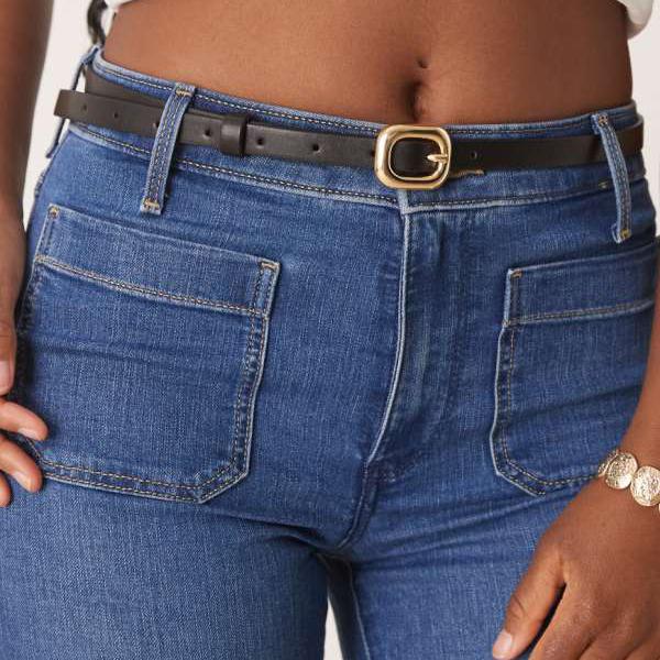 エイソス ASOS asos ASOS DESIGNのウエスト＆ヒップスキニーベルト（バブルレクタングルバックルディテール、ブラック） ベルト レディース 女性 インポートブランド