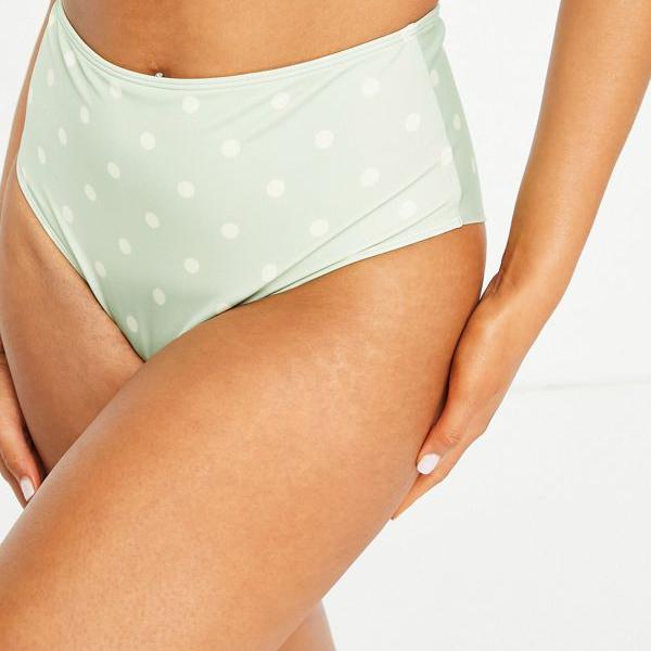 モンキ Monki 緑の水玉模様のモンキセシルリサイクルポリエステル生意気なビキニボトム 水着 レディース 女性 インポートブランド 小さいサイズから大きいサイズまで