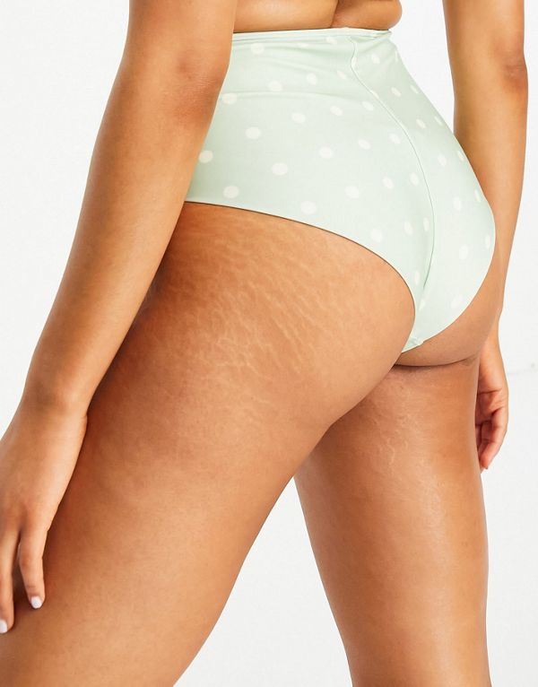 モンキ Monki 緑の水玉模様のモンキセシルリサイクルポリエステル生意気なビキニボトム 水着 レディース 女性 インポートブランド 小さいサイズから大きいサイズまで