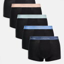 カルバンクライン Calvin Klein カルバン・クライン アイコン コットン ストレッチ 5パック トランクス(ブラック、レッド/ブルー ウエストバンド付...