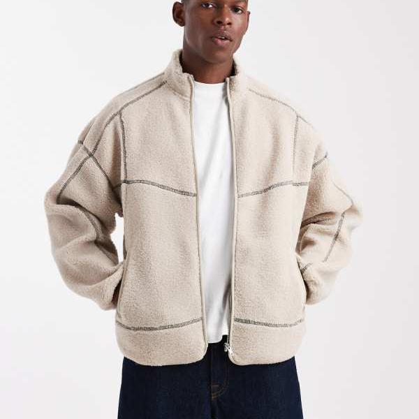 オンリー＆サンズ Only & Sons ONLY & SONS フルジップ ハイネック コントラストステッチ フリース ラ..