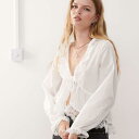 リクレイムドヴィンテージ Reclaimed Vintage ヴィンテージのボヘミアン風レースブラウス(アイボリー) トップス レディース 女性 インポートブランド 小さいサイズから大きいサイズまで