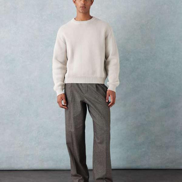 エイソス ASOS asos ASOS DESIGNのフロントプリーツ入りスマートワイドレッグパンツ（ブラウンのパピー..