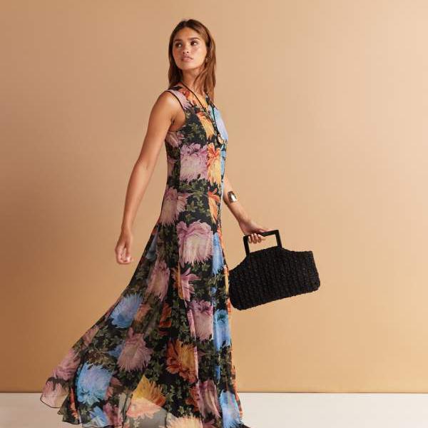 エイソス ASOS asos ASOS DESIGNの花柄プリントゴデットヘムのスプライスマキシドレス ワンピース レデ..