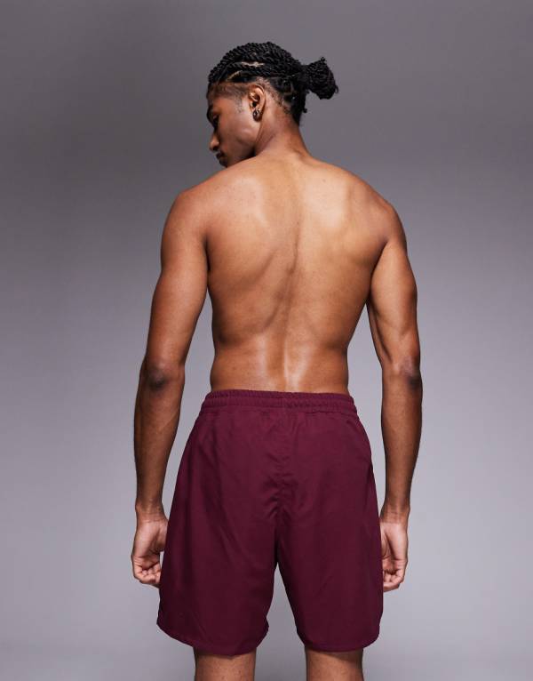 エイソス ASOS asos ASOS DESIGN ロング丈スイムショーツ（バーガンディ） 水着 メンズ 男性 インポートブランド 小さいサイズから大きいサイズまで