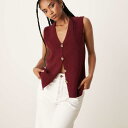 エイソス ASOS asos ASOS DESIGN スラブニット リラックスフィット ウエストコート(バーガンディ) トップス レディース 女性 インポートブ...