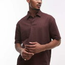 トップマン Topman TOPMAN トップマンのオーバーサイズ ボックスフィット ポロシャツ(シアサッカーストライプ、ブラウン) トップス メンズ 男性 インポートブランド 小さいサイズから大きいサイズまで