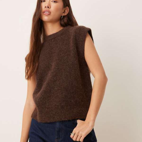 エイソス ASOS asos ASOS DESIGN アルパカニットタンクトップ（ブラウン） トップス レディース 女性 ..