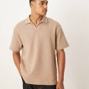 エイソス ASOS asos ASOS DESIGN リラックスワッフルリビアポロ(ベージュ) トップス メンズ 男性 インポートブランド 小さいサイズから大きいサイズまで