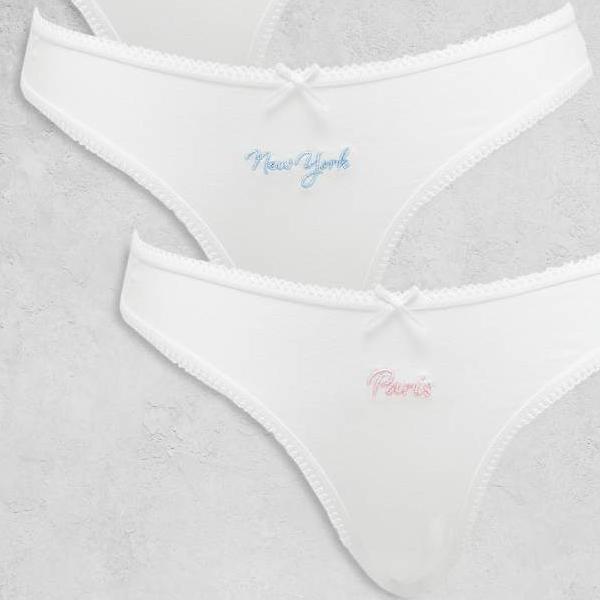 エイソス ASOS asos ASOS DESIGN 3パック シティ刺繍 コットン ブラジリアン ピコットトリム付き ホワイト 下着 レディース 女性 インポ...