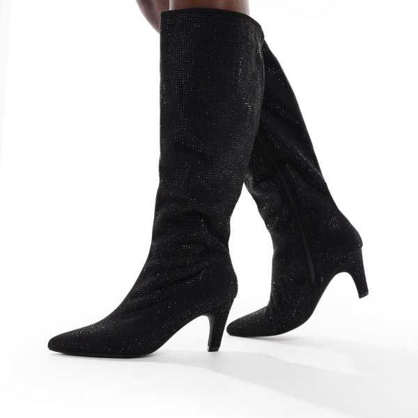 SEQWL スターバーストニーブーツ（ブラック） 靴 レディース 女性 インポートブランド 小さいサイズか..