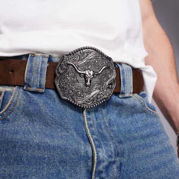 エイソス ASOS asos ASOS DESIGN ラム ステートメントバックル ベルト（ブラウン） ベルト メンズ 男性..