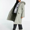 エイソス ASOS asos ASOSDESIGNカーキのマタニティウォーターフォールパーカーコート アウター レディース 女性 インポートブランド 小さいサイズから大きいサイズまで