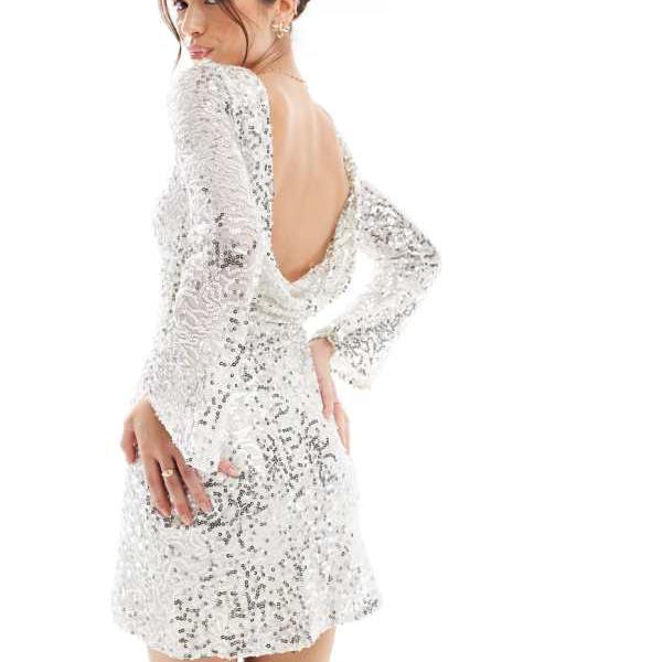 TFNC ブライダル カウルバック スパンコール ミニドレス（ホワイト） ワンピース レディース 女性 インポートブランド 小さいサイズから大きいサイズまで