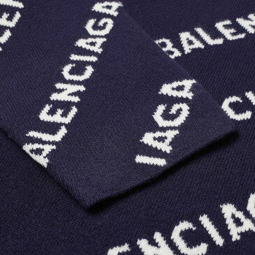 バレンシアガ BALENCIAGA balenciaga バレンシアガオールオーバーロゴインターシャクルーニット トップス メンズ 男性 インポートブランド 小さいサイズから大きいサイズまで